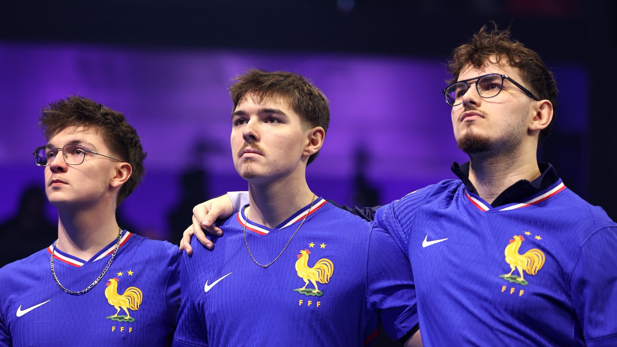 La France championne du mon de la FIFAe World Cup, composée de Zen, Vatira, Juicy et Ferra.