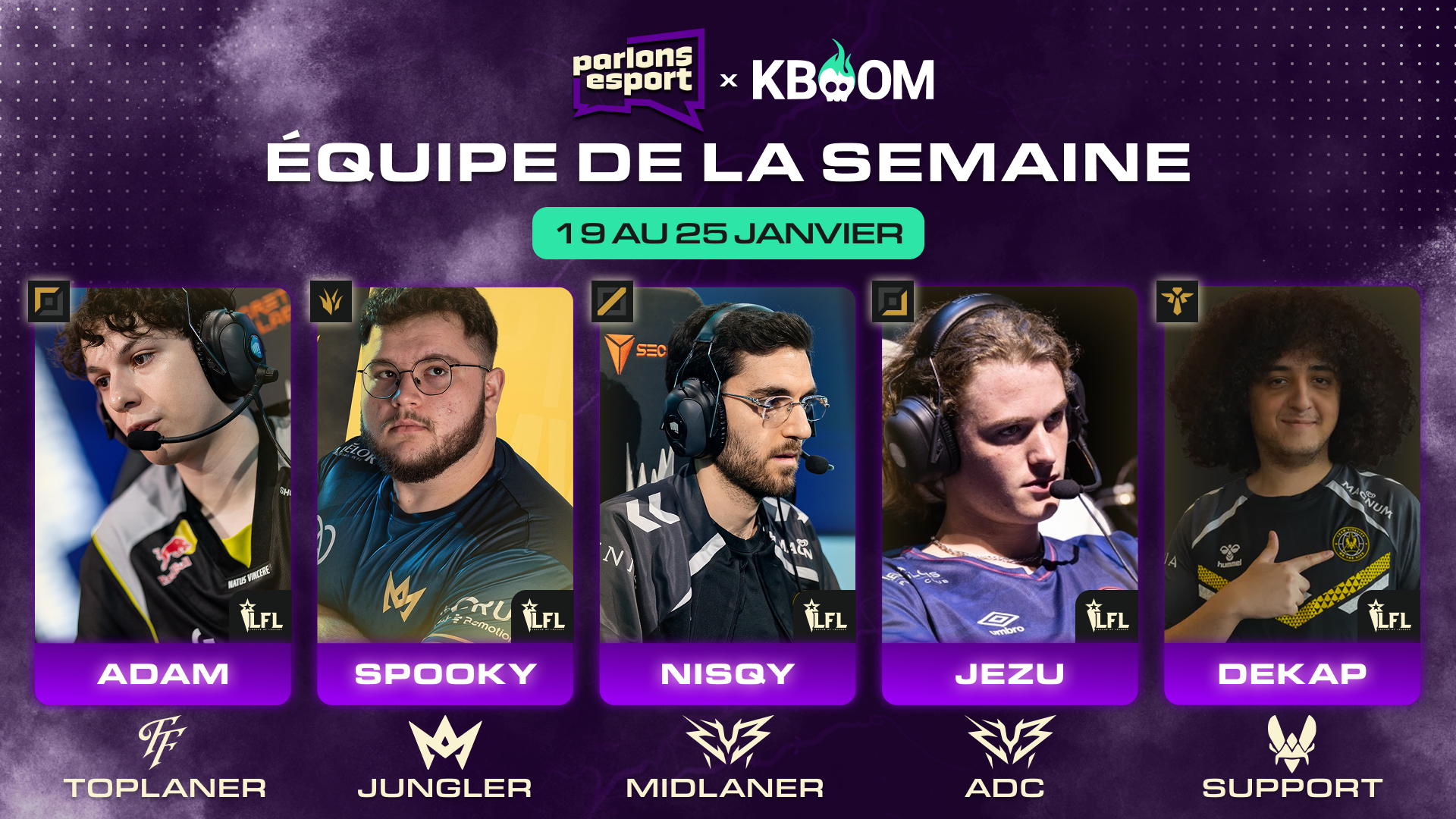Voici l’équipe de la première semaine by Kboom !